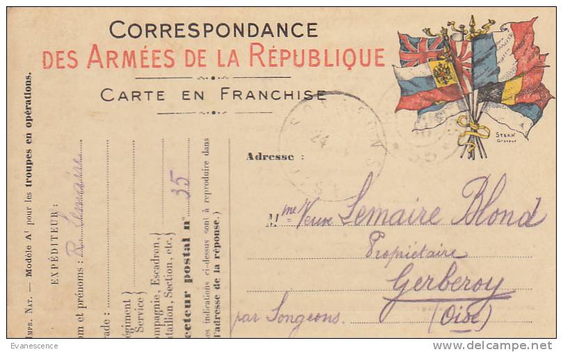 CORRESPONDANCE DES ARMEES DE LA REPUBLIQUE    // //  REF  M399 - Weltkrieg 1914-18