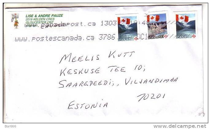 GOOD CANADA Postal Cover To ESTONIA 2013 - Good Stamped: Flags - Cartas & Documentos