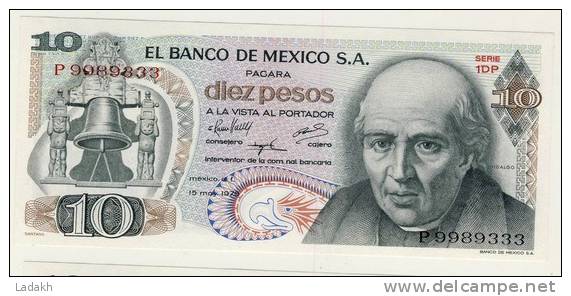 BILLET # MEXIQUE # 10 PESOS # DIEZ PESOS # 1975 # HIDALGO - Mexique