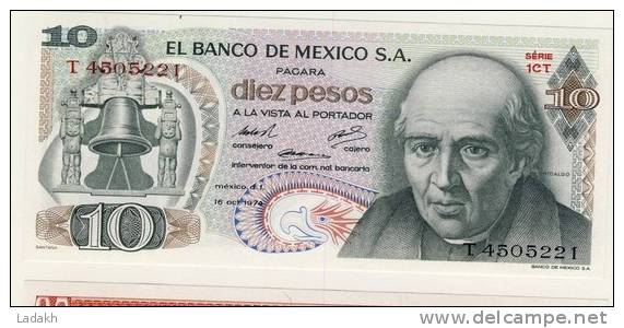 BILLET # MEXIQUE # 10 PESOS # DIEZ PESOS # 1974 # HIDALGO - México