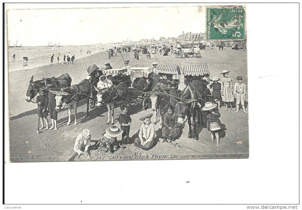 T 3614  BERCK LES VOITURE DE MALADES SUR LA PLAGE - Berck