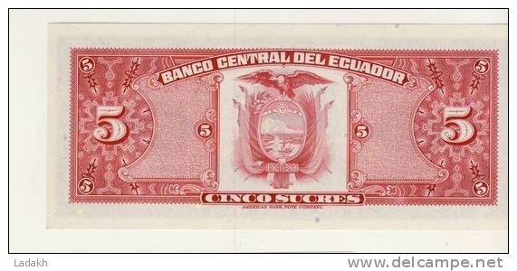 BILLET # EQUATEUR # 5 SUCRES # CINCO SUCRES # 1983 # ANTONIO JOSE DE SUCRE - Equateur