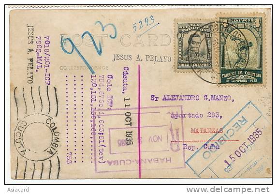 Cucuta Football Stadium Real Photo Maximum Baranquilla Foot Stamp Olimpiada To Cuba 1935 - Colombie