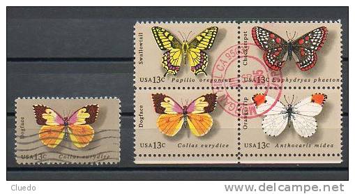 Stati Uniti 1977 - American Butterflies - Variety Of Dark Gray - Varità Di Colore Su Grigio Scuro - Errors, Freaks & Oddities (EFOs)
