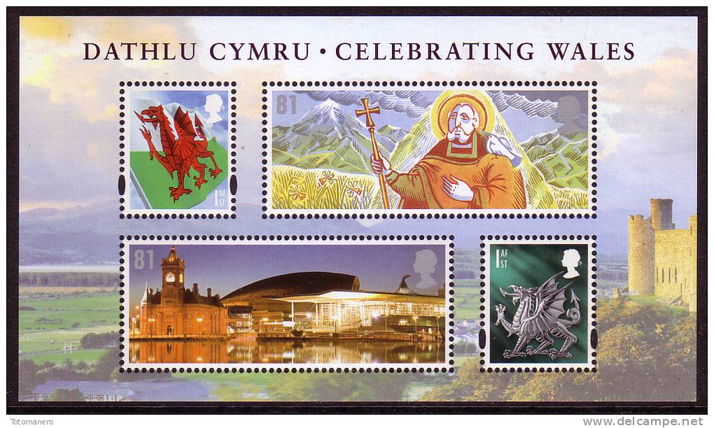 GREAT BRITAIN 2009, CELEBRATING WALES Minisheet** - Blocs-feuillets