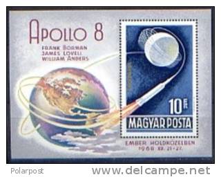 HUNGARY 1969. BL.66. COSMOS "Apollo 8" - Europe