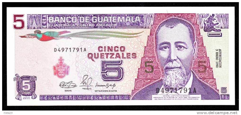 (!) Guatemala 5 Quetzal 2008 Bank Note UNC - Guatemala