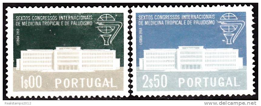 PORTUGAL - 1958, Sextos Congressos Internac. Medicina Tropical Paludismo (Série, 2 Valores)  (*) MNG  MUNDIFIL  Nº 839/0 - Neufs