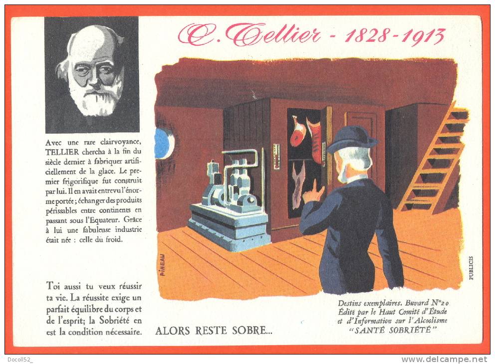 Buvard  "  Homme Celebre - Tellier 1928 - 1913  "  Inventeur De L'industrie Du Froid - H