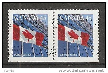 Canada  1995  Definitives; Flag 17 X 21 Mm  (o) P.13.75 X 13.25 - Single Stamps