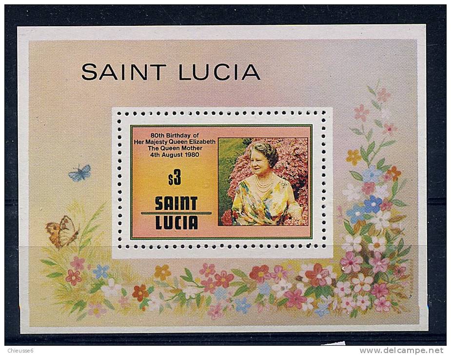 Lot 46 - B 11 - Ste Lucie ** Bloc N° 23 - Ann. De La Reine-mère Elizabeth - St.Lucia (1979-...)