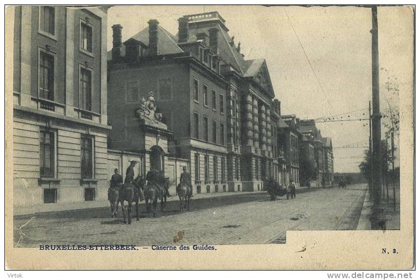 Etterbeek :  Caserne Des Guides       ( Ecrit  1907 Avec Timbre) - Etterbeek
