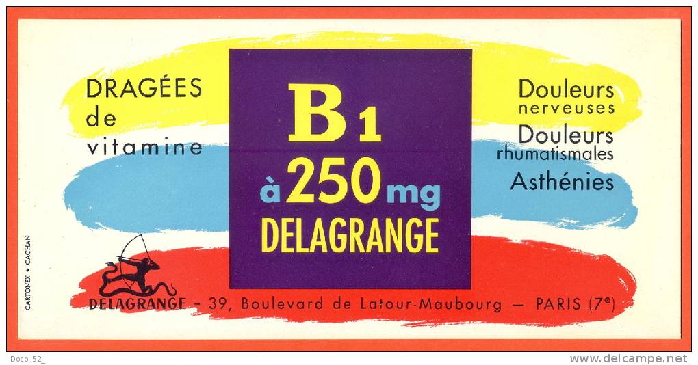 Buvard  "  Dragées De Vitamine B1 Delagrange  " - Produits Pharmaceutiques