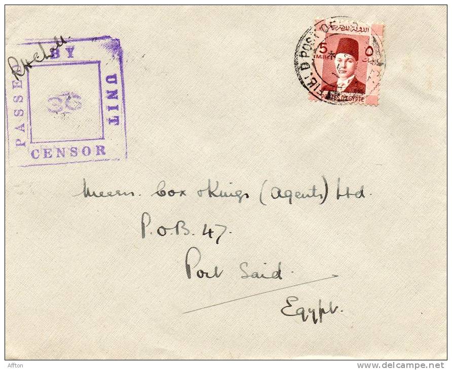 Egypt 1945 Censored Cover - Briefe U. Dokumente