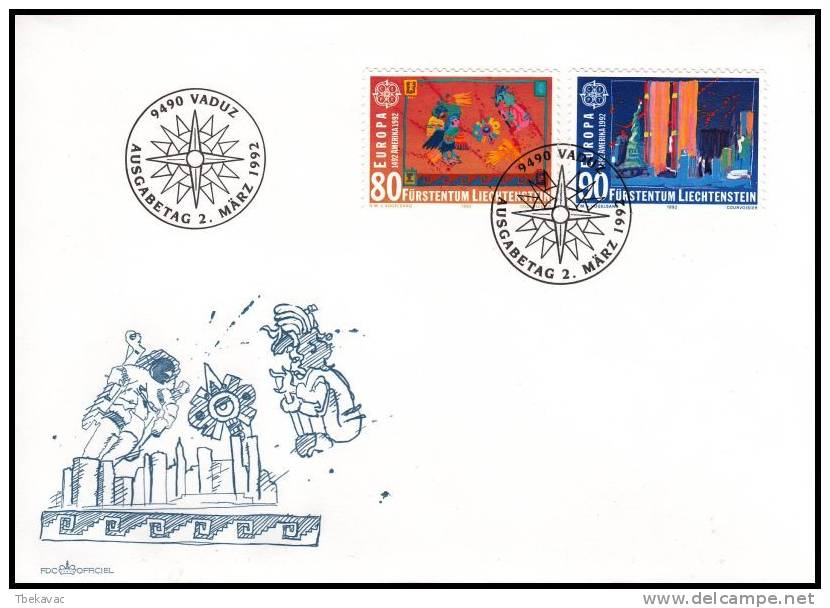 Lichtenstein 1992, Cover Europa CEPT - Briefe U. Dokumente