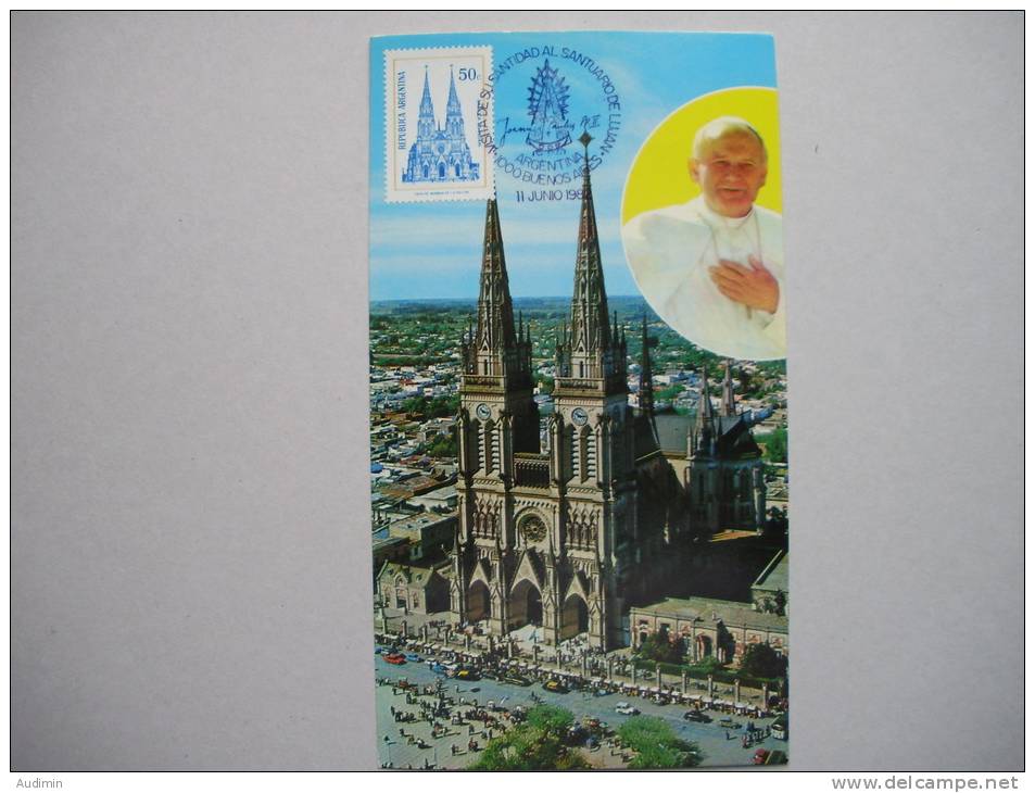Argentinien 1213 Maximumkarte MK/MC, Basilika Von Luján, Besuch Von Papst Johannes Paul II - Covers & Documents