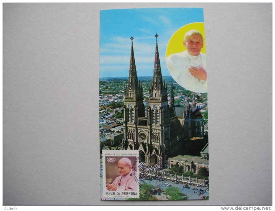 Argentinien 1569 Maximumkarte MK/MC, ESST Muestra Philatelic, Besuch Von Papst Johannes Paul II - Covers & Documents