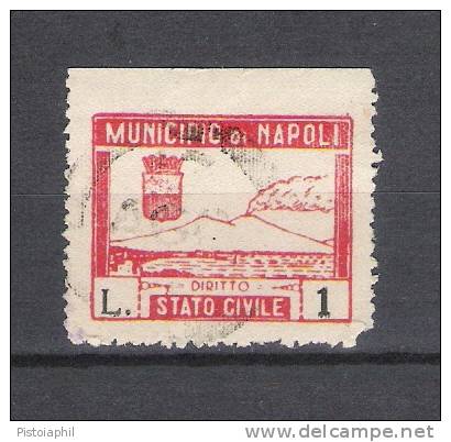 Marca Municipale Di Napoli, STATO CIVILE L.1 Rosso - Usata - Revenue Stamps