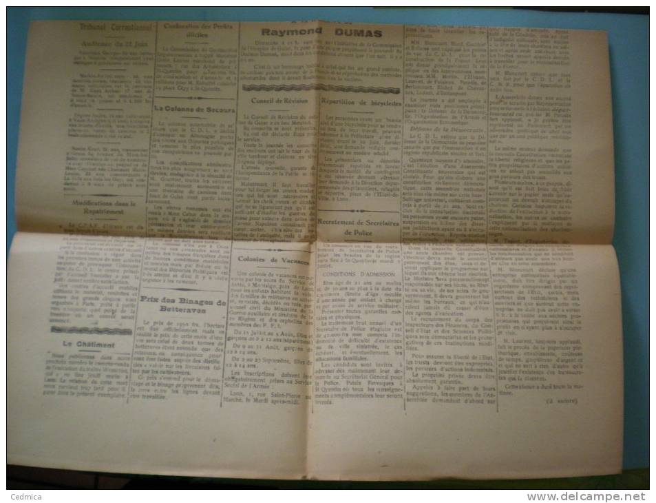 L´AVENIR GUISE AISNE NUMERO 76 DIMANCHE 1er JUILLET 1945 - Autres & Non Classés