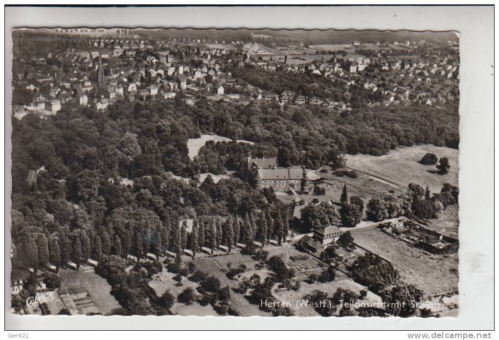 4352 HERTEN, Luftaufnahme 1963, Teilansicht Mit Schloss - Herten