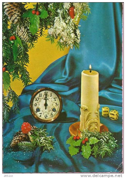 HAPPY NEW YEAR - White Candle And Clock, 1966., Yugoslavia (C-1611) - Neujahr