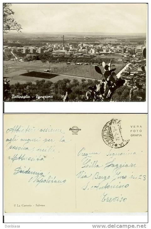 Battipaglia (Salerno): Panorama. Cartolina B/n Viaggiata 1952 (timbro Postale) - Battipaglia