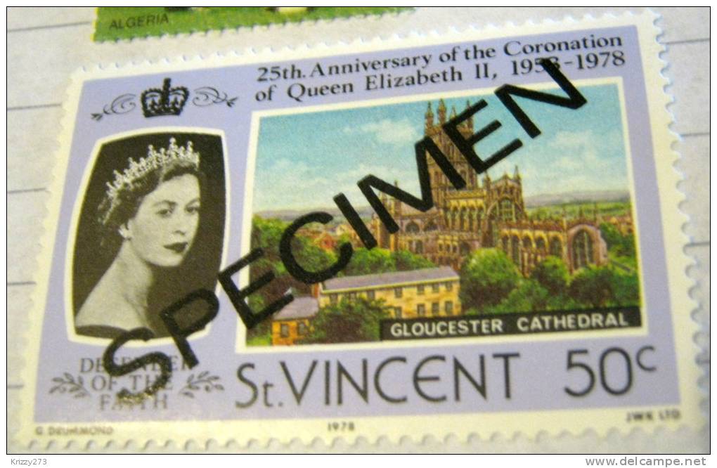 St Vincent 1978 Queen Elizabeth II 25th Anniversary Of Coronation Gloucester Cathedral 50c - Specimen - St.Vincent & Grenadines