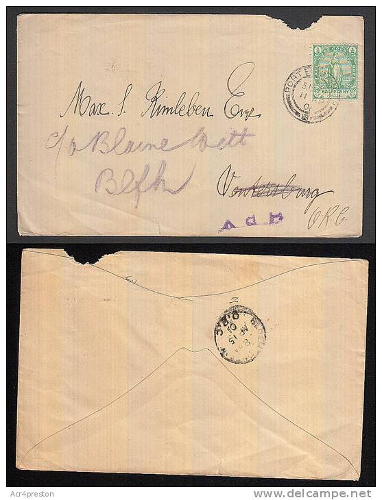 B0109 CAPE OF GOOD HOPE 1901 Cover Port Elisabeth To Bloemfontein - Cape Of Good Hope (1853-1904)