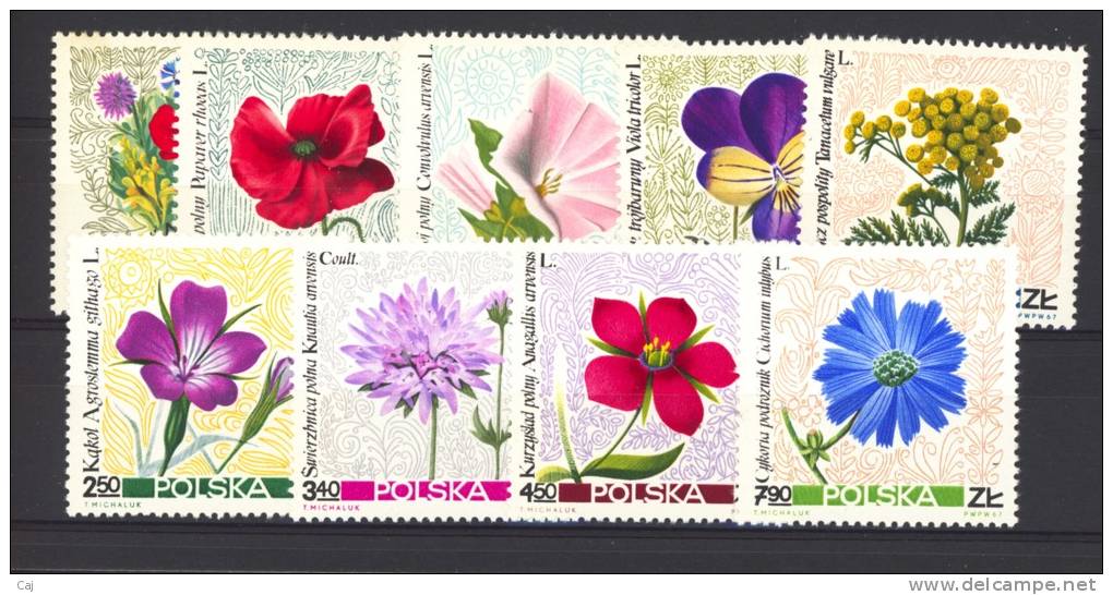 Pologne  -  1967  :  Yv  1636-44  **    Fleur -  Flower - Ongebruikt