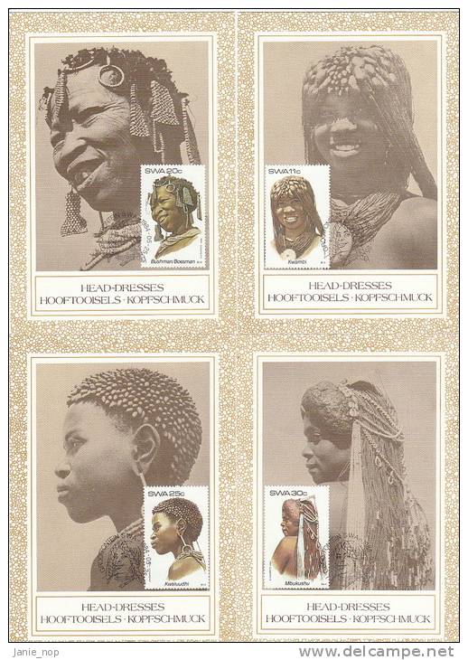 South West Africa 1984 Head Dresses Set 4 Maximum Cards - Other & Unclassified