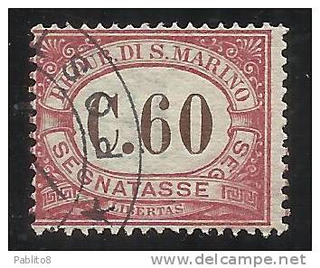 SAN MARINO 1924 SEGNATASSE TAXE DUE TASSE CENT. 60 USATO USED - Postage Due