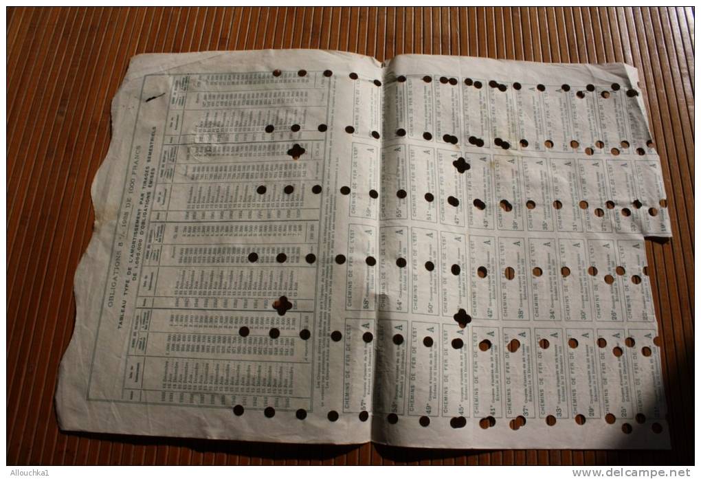 SNCF Compagnie Des Chemins De Fer De L'Est En. 5 % En 1933 Titre Action Perforées Perforations - Chemin De Fer & Tramway