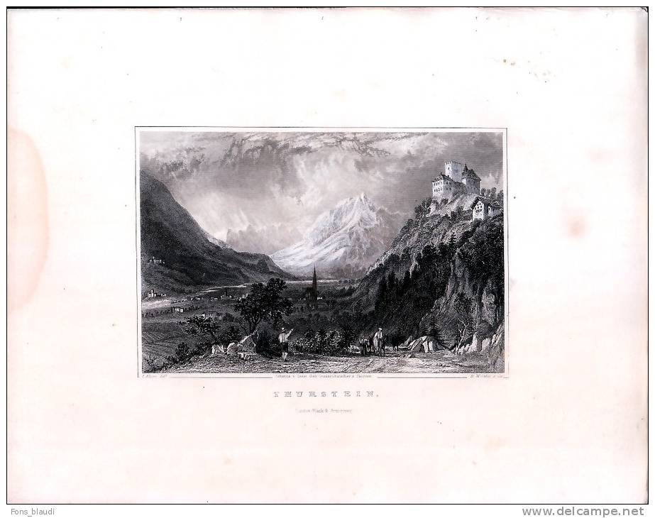 Blick Des Schlosses THURSTEIN Im Tirol - Gravur Auf Stahl Nach Thomas ALLOM - Gegen 1840 - Sonstige & Ohne Zuordnung