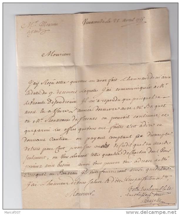 PRÉCURSEUR LETTRE 175 CONDE POUR GENT PORT 4 (sols) + GRIFFE CONDE A VOIR + TEXTE - 1714-1794 (Austrian Netherlands)