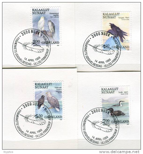 Greenland 1988. Birds (Complete Set Of 4 Stamps) - FDC