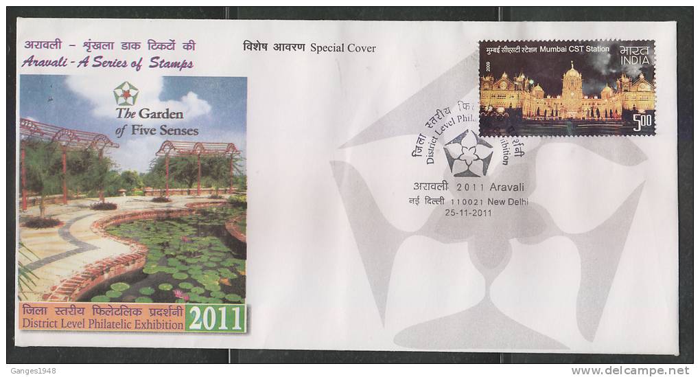India  2011  The Garden Of 5 Five Senses  Lotus Pond  Special Cover # 43002  Indien Inde - Storia Postale