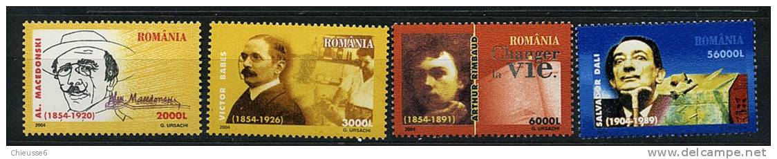 Lot 179 - B 11 - Roumanie** N° 4897 à 4900 -  Al. Macedonski, V. Babes, A. Rimbaud, S. Dali P - Ongebruikt