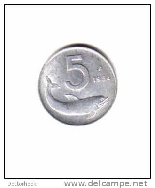 ITALY    5  LIRE  1954  (KM # 92) - 5 Lire