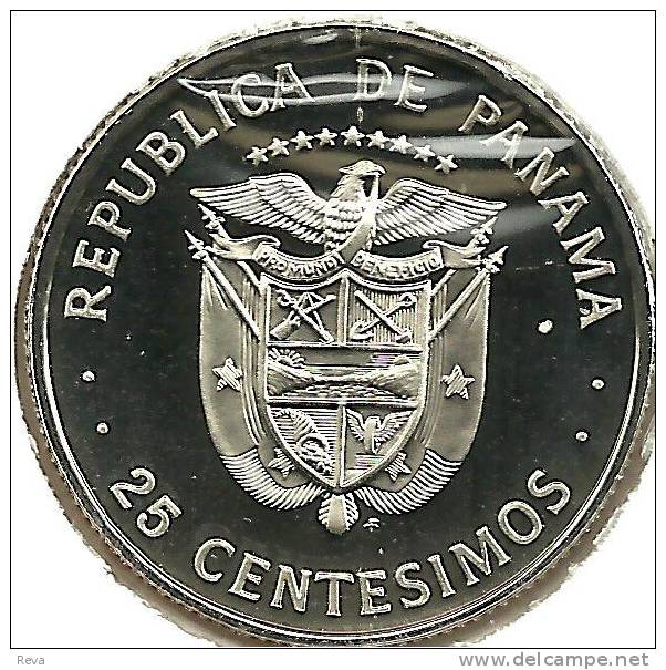 PANAMA 25 CENTESIMOS BIRD EMBLEM FRONT MAN HEAD BACK 1975 PROOF KM? READ DESCRIPTION CAREFULLY !!! - Panama