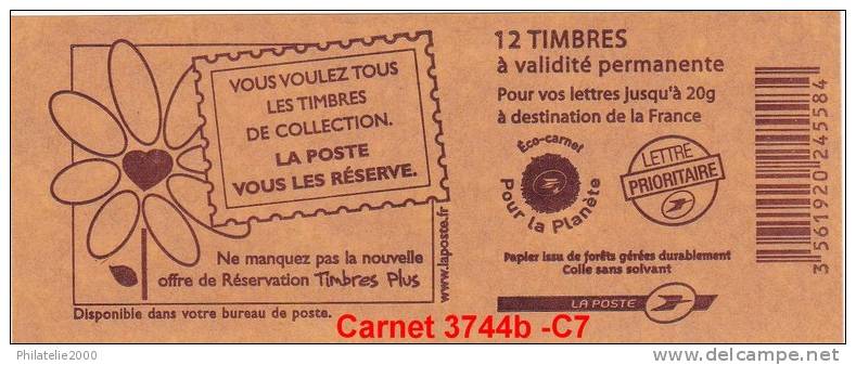 France  Carnet  Yvert & Tellier N° 3744b -C -7 - Otros & Sin Clasificación