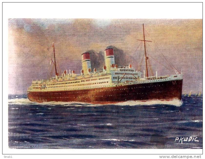 TRANSPORT SHIP SCHIFFE STEAMER DAMPFER " GIULIO CESARE " OLD POSTCARD 1933 - Dampfer