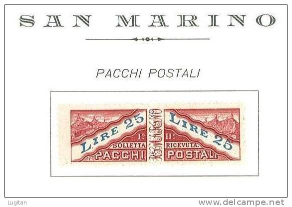 SAN MARINO - PACCHI POSTALI ANNO 1946 - SASS.  31 NUOVO GOMMA INTEGRA ** MNH - Parcel Post Stamps