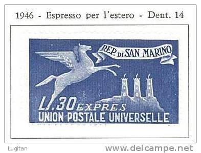 SAN MARINO - ESPRESSI  ANNO 1946 - SASS. 15 NUOVI GOMMA INTEGRA ** MNH - Express Letter Stamps