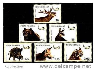 Romana Romania 1976 Wild Animals Red Fox Bear Lynx Cat Chamois Game Hunting Nature MNH Michel 3366-3371 SC# 2644-2649 - Gibier