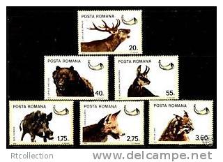 Romana Romania 1976 Wild Animals Red Fox Bear Lynx Cat Chamois Game Hunting Nature MNH Michel 3366-3371 SC# 2644-2649 - Wild