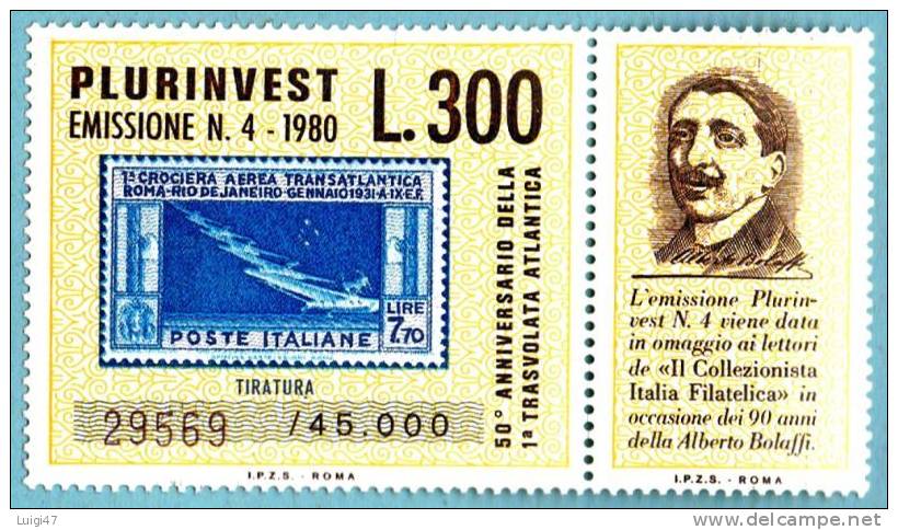 1980  Emissione Plurinvest - Criciera Aerea  Transatlantica - Variétés Et Curiosités