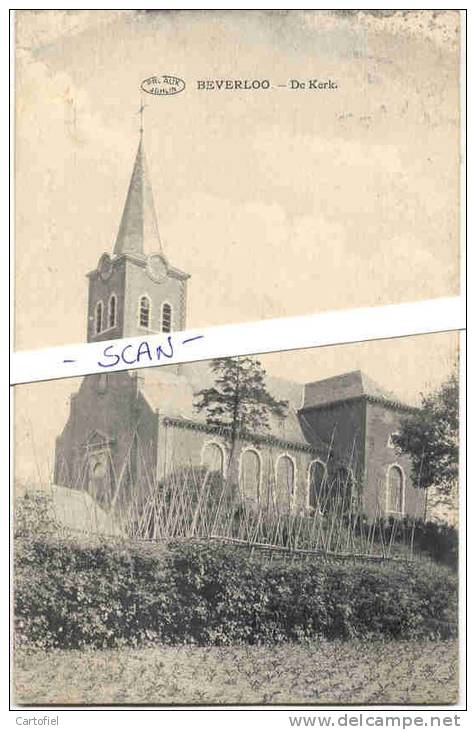 BEVERLOO-BEVERLO-BERINGEN -DE KERK-PHOTO MEULEMAN-RETHY-PREAUX A GHLIN-UITERST ZELDZAME KAART-VERZONDEN 1921-ZIE 3 SCANS - Beringen