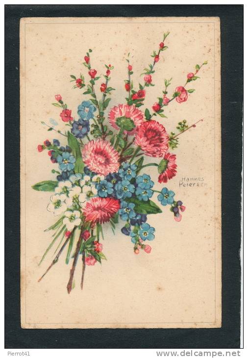 FLEURS - Jolie Carte Fantaisie Bouquet De Fleurs Signée Hannes PETERSEN - Petersen, Hannes