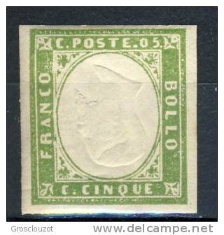 Varietà Effige Capovolta. Regno 1862, VEII, 4 Emissione, C. 5 Verde. MNH. FALSO DA COLLEZIONE - Sardegna