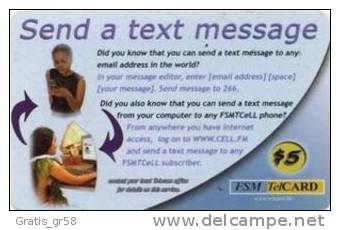 MICRONESIA - Remote Memory 5$ Card , Send A Text Message, Used - Micronésie